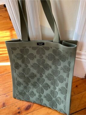 Kate Spade Brooke Spade Flower Patterned Terry Large Tote, Cedar Stand Green